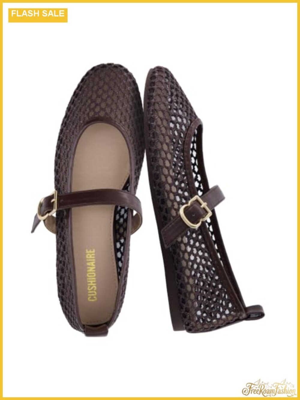 Cushiona Gracie Mesh Mary Jane Flats Women Breathable Ballet with Buckle Strap